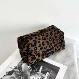 독특한 표범 무늬 메이크업 가방 ？ 대용량 화장품 정리함 립스틱 보관 파우치 Unique Leopard Pattern Makeup Bag Large Capacity Cosmetics Organizer Lipstick Storage Pouch [1 pcs]