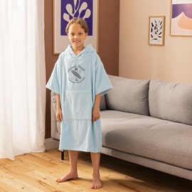 HOMELEVEL Bath poncho for children and teenagers, poncho towel for beach, swimming pool, surf poncho with hood, bathrobe for boys and girls