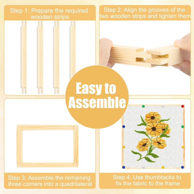 Anglecai 16 Sets Needlepoint Stretcher Bars with 100 Thumb Tacks,