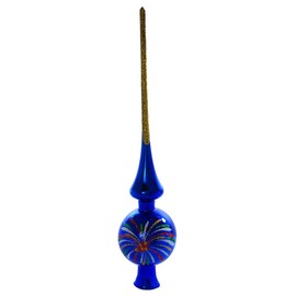 HolidayGiftShops Fireworks Vintage Glass Christmas Mini Tree Topper (Blue, Glossy)