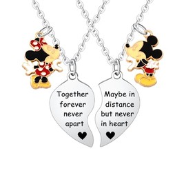 2PCs Best Friend Necklace Cartoon Matching Necklace Friendship Gifts for Women Mouse Jewelry Cute Cartoon Gifts Mouse Pendant Necklace Gifts for Sister Besties Friends Necklace (Together)