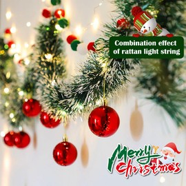 TINA Christmas Garland with Lighting 10 m Green White Christmas Garland Stairs Garland Christmas Illuminated Artificial Fir Garland with Lighting Christmas Tree Garland Decoration for Fireplace Party