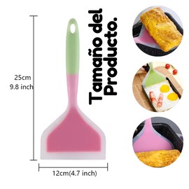 Espátulas Ancha Silicona Herramienta de Cocina Palas Grande Torta Huevo Accesorio Utensilios Cocina Hogar (Celeste)