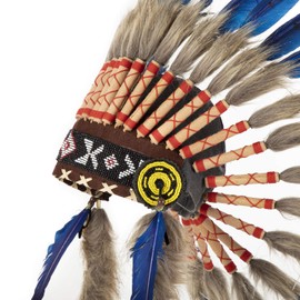 Pink Pineapple Traditional Indian Inspired Headpiece Handmade Traditional Style North American Indian - Short Length - Royal Blue and Black, Royal Blue Black