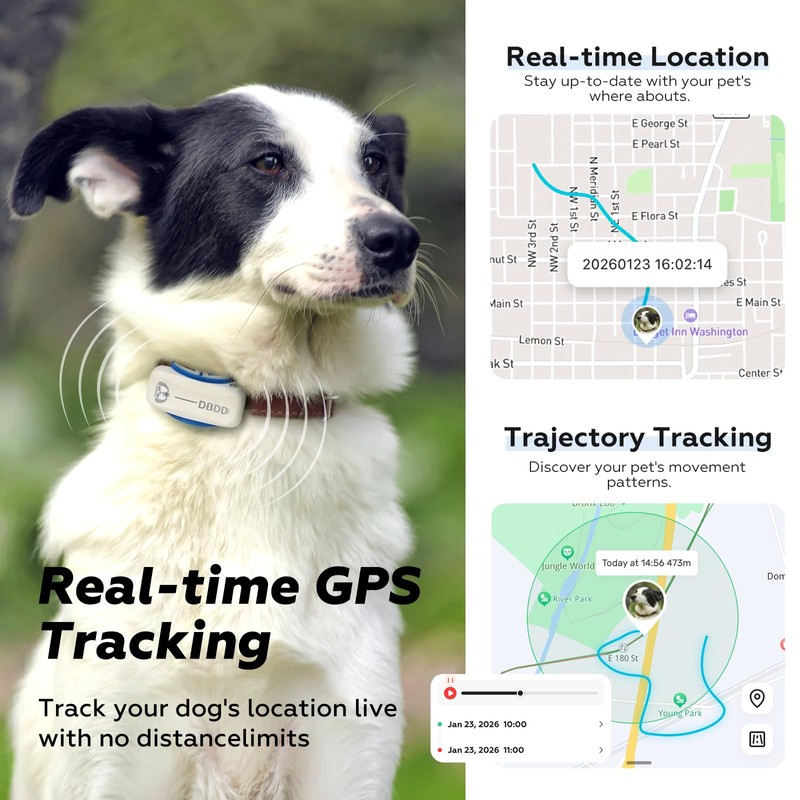 DBDD Smart GPS Tracker for Dogs - Real-Time Location &