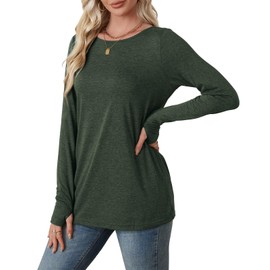 OFEEFAN Womens Tunic Tops Long Sleeve Shirts Green Christmas Shirts for Women M