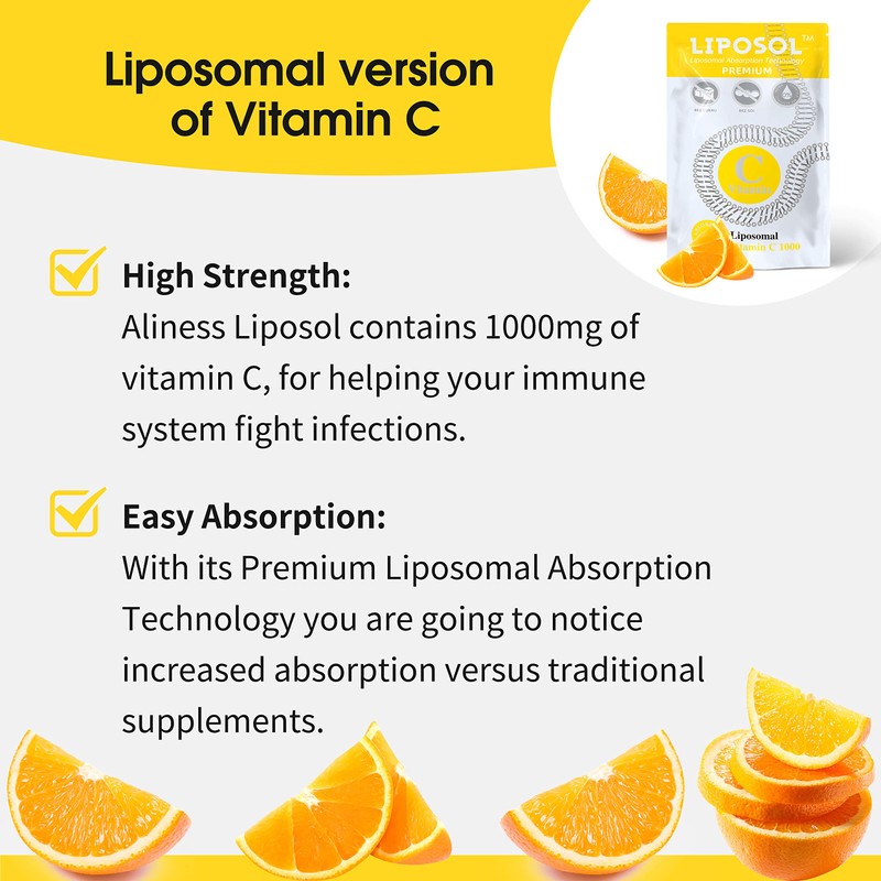Aliness Liposomal Vitamin C 1000mg Sachets for Immune Health -