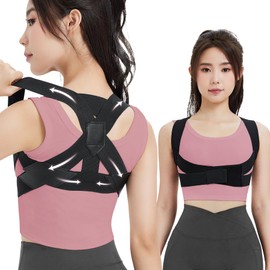 YIMEIER 姿勢サポーター 姿勢ベルト 背筋ベルト 目立たない 脱着簡単 猫背防止 通気性 伸縮性ありタイプ 猫背 腰 姿勢ベルト 背筋補正 巻き肩 スタイル レディース 女性用（ブラック、L）