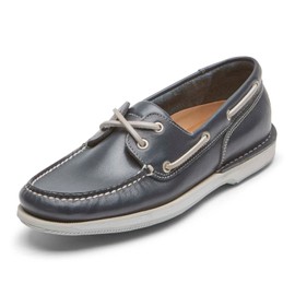 Rockport Men's Perth Boat Shoe, Navy Blue Leather, 11 Narrow
