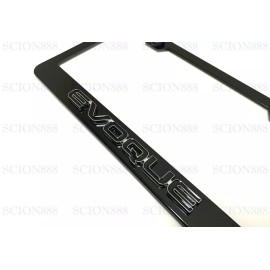 License Plate Frame 1pc 3D EVOQUE Emblem Badge BLACK Stainless Metal License Plate Frame Holder