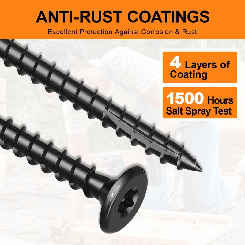 #8 x1-1/2 Deck Screws, 250Pcs Star Drive Wood Screws, Rust