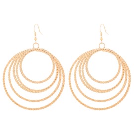 ONLYJUMP Multilayer Round Hoop Earrings for Women Personality Fashion Large Smooth Thin Metal Circle Geometric Boho Multiple Drawing Dangle Drop Statement Earrings Minimalist Jewelry Ladies Gifts (Gold Round 1)