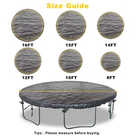 SIHAIAN 8 FT Trampoline Cover 8-16 Ft Trampoline Winter Cover, Easy to Install Trampoline Protective Cover, Waterproof Trampoline Covers, Anti-UV, Snow, Dust-Proof Trampoline Weather Cover Black