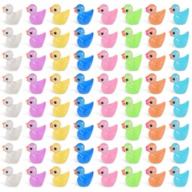 Mini Resin Ducks Pack of 100, Mini Duck Figures, Miniature Ducks, Mini Resin Ducks for Crafts, for DIY Potting, Micro Landscape Decorations, Deliveries (Multicoloured)