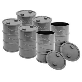 Set of 6 Gray Oil Drums for Wrestling Action Figures