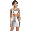 OVIGILY Women's Metallic Crop Top – Shiny Stretch Tank for