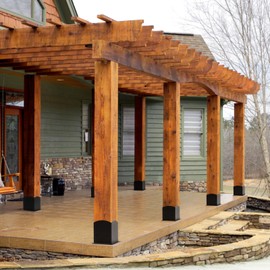 Post Base 2 Pcs, 6"x 6" (Inner Size 5.6"x5.6") Wood Fence Post Anchor Base,Heavy Duty Powder-Coated Steel Pergola Brackets,Post Support Bracket Fit for Outdoor Pavilion Deck Railing Pergola Mailbox