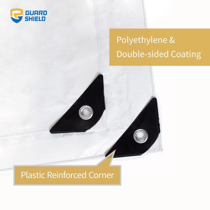 GUARD SHIELD White Tarp Waterproof 12x20 Feet Medium Duty All