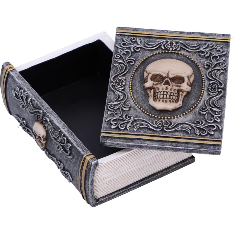 Nemesis Now Grimoire Treasure Box 11cm, Resin, Grey, Skull Book