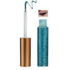 Peacock Blue Glitter Liquid Eyeliner, Waterproof Long-Lasting Shimmer Eye Liner with Fine Brush Tip, Colorful Glitter Eye Liner Liquid for Precise and Vibrant Eye Makeup