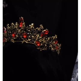 Sure Things Vintage Baroque Goth Black Red Tiara Crown Princess Queen bridal diadem crystals