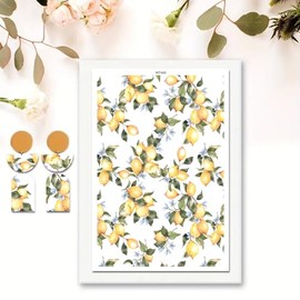 10 Pieces Lemon Clay Transfer Paper for DIY Earrings, Fruits, Lemon Pattern, Double Sided Water, Disposable Clay Transfer Sheets for Soft Ceramic Earrings, Jewelry and Polymer Clay Molds