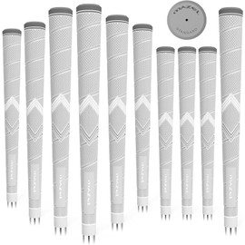 MAZEL High-Performance Rubber Golf Grips, Non-Slip Golf Club Grips Set of 10 Standard/Mid/Sizes (Grey)