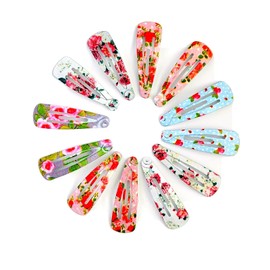 12 x Small Baby Mini Pastel Floral Print Hair Clips Sleepie Clips Snap Clips - Size 3 cm