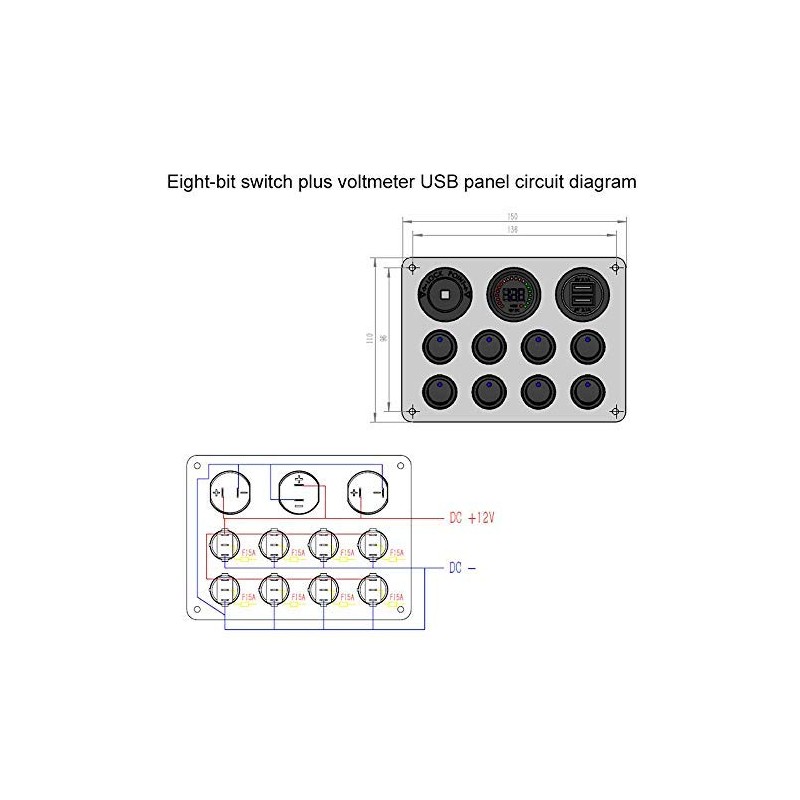 Maso - 12-24V 8 Output Double USB Socket 12V LED