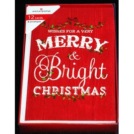 American Greetings 12 Wishes for a Very Merry & Bright Christmas American Greetings Cards+Envelope