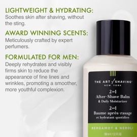 The Art of Shaving Bergamot & Neroli 2 in 1 After-Shave Balm & Daily Moisturizer for Men – Provides 8 hours of Restorative Hydration – Clinically Tested for Sensitive Skin – 3.3 oz