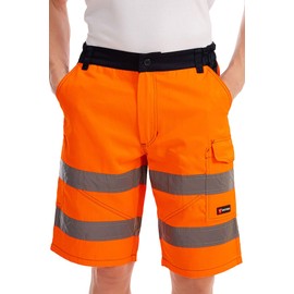 Mivaro Men's Work Shorts with Reflective Stripes in Signal Colours, orange