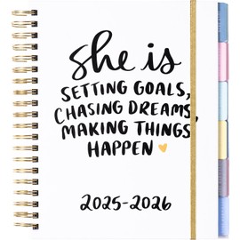 2025-2026 Eccolo Large Spiral Agenda Planner, Hardcover, Weekly & Monthly Views, 18 Tabbed Months, Inspiring Graphics and Quotes (Extra Large - 9" x 10.5")