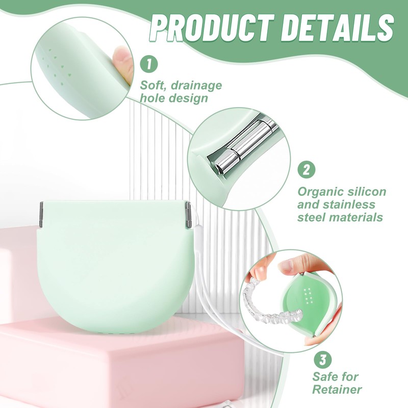 Silicone Retainer Denture Storage Case Holder, Portable Slim Dental Container