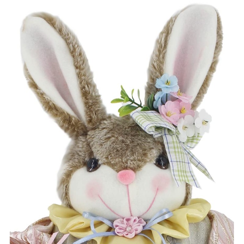 19" Whimsical Wreath Brown Bunny Rabbit Spring Easter Collectible Home