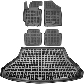 REZAW-PLAST Rubber Floor Liners Compatible with 2012-2016 Hyundai Elantra Floor Mats & Cargo Mat/Sedan/Car Mats All Weather All Season Car Accessories Set Black