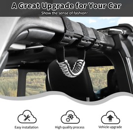 HTHE Grab Handles Grip Handle Roll Bar Grab Handle for Jeep Wrangler JK JL JT YJ TJ 1992-2023 Interior Accessories (2Pcs,with USA Flag Pattern,Oxford) White