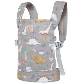 GAGAKU Baby Carrier for Dolls Reborn Baby Doll Carrier Kids Toy Play Baby Carrier for Stuffed Animals Babydoll Accessories for Toddlers - Grey - Dinosaurs