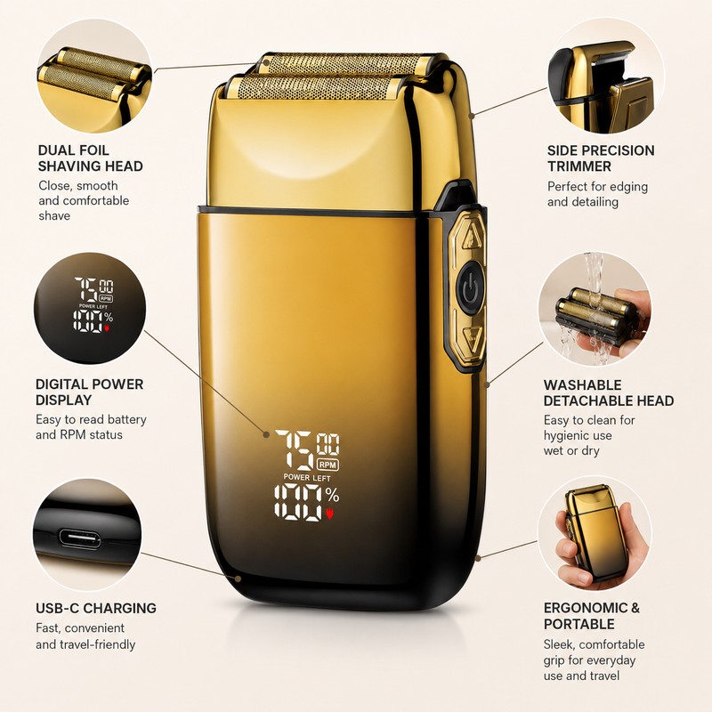 Rechargeable Electric Foil Shaver for Men – Portable Beard &