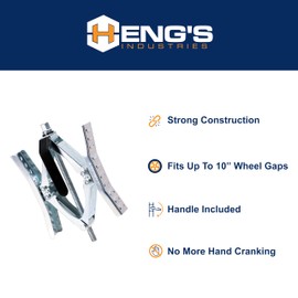 HENG'S INDUSTRIES Set of 2 New X-Shaped Wheel Chocks with Drill Bit Adapter & Manual Crank | Enhanced Anti-Move Tire Lock Technology | RV, Travel Trailer, Camper | HG-80009