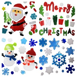 Christmas Window Stickers, 4 Sheets, Christmas Gel Clings - Decorations