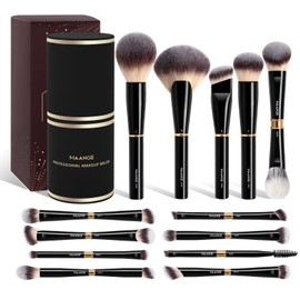 MAANGE Set de Brochas de Maquillaje Profesional con Estuche 13PCS Brochas para Maquillaje Doble Punta Para Base Líquida Polvo Corrector Sombras y