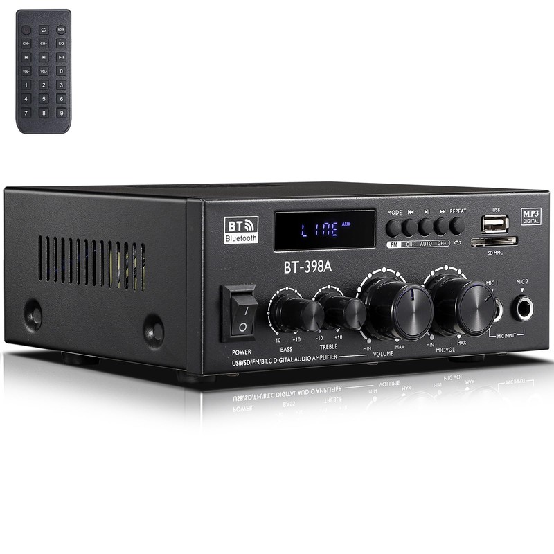 Facmogu BT-398A Stereo Digital Audio Amplifier, Max 450Wx2 HiFi Sound