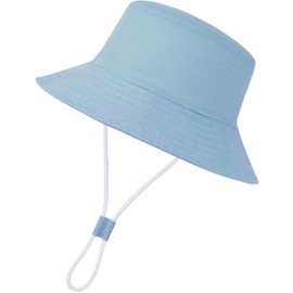 Baby Boy Girl Sun Hat Baby Bucket Toddler Infant Sun Baby Summer Beach Cotton Linen Denim Blue 50CM(1-2T)