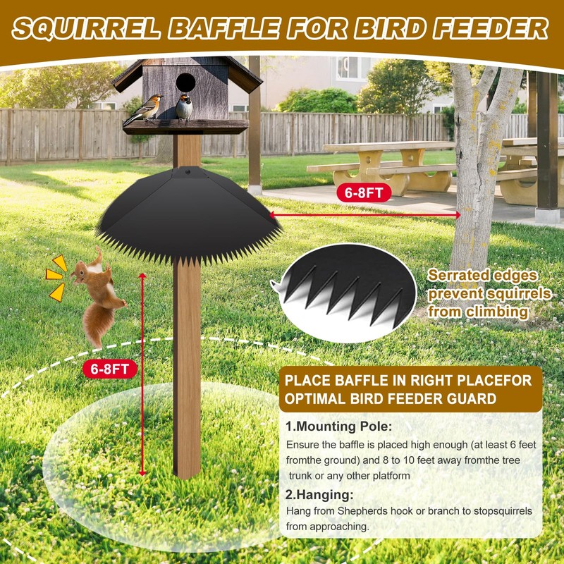 Metal Squirrel Baffles with Spikes for 4x4 Posts: 19 Inch