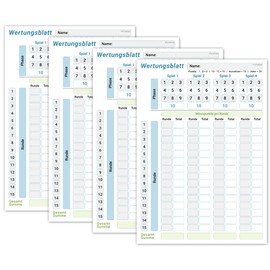 Score Sheet Pad DIN A5, Easy to Read and Clearly designed, Modern Replacement Pad with Phases, Large Game Pad for Dice and Card Games, Suitable for Seniors and Children, Family Game (4x)