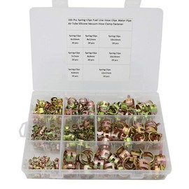 160Pcs Spring Band Type Action Fuel/Silicone Vacuum Hose Pipe Clamp 6-17mm Low Pressure Air Clip Clamp Assortment Kit (6mm 7mm 9mm 10mm 11mm 14mm 16mm 17mm)