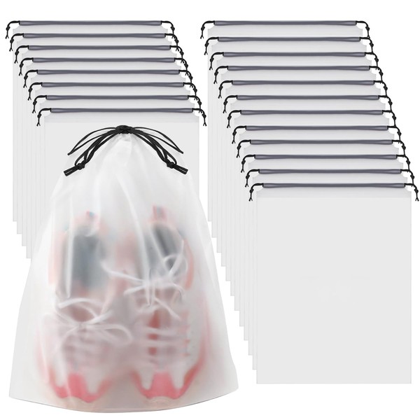 20 Pack Clear Shoe Bags for Travel,Waterproof & Dustproof Drawstring