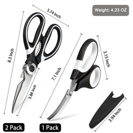 OMDAR Kitchen Scissors All Purpose 3 Pack - Heavy Duty Stainless Steel Cooking Shears for Cutting Meat, Food, Fish, Poultry Multipurpose Sharp Sissors for Dishwasher Safe