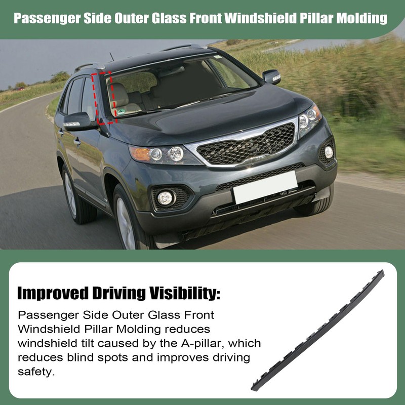 ATUOTPO Passenger Side Outer Glass Front Windshield Pillar Molding Compatible